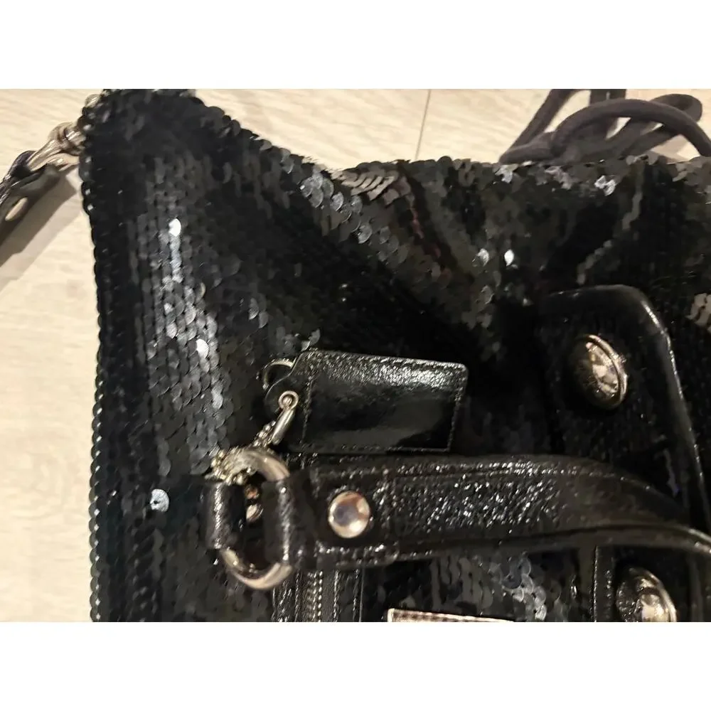 Coach Poppy 13821 Black Sequin Spotlight Tote Antique Brass NWOT Rare Bag